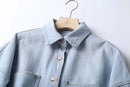 CNlalaxury 2022 Spring Denim Shirt Coat Women Long Sleeve Pocket Cardigan Streetwear BF Jean Jacket Harajuku Cowboy Outwear Tops