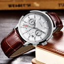 2022 New Mens Watches LIGE Top Brand Leather Chronograph Waterproof Sport Automatic Date Quartz Watch For Men Relogio Masculino