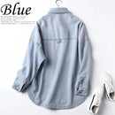 CNlalaxury 2022 Spring Denim Shirt Coat Women Long Sleeve Pocket Cardigan Streetwear BF Jean Jacket Harajuku Cowboy Outwear Tops