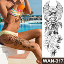 sexy fake tattoo for woman waterproof temporary tattoos large leg thigh body tattoo stickers peony lotus flowers fish dragon