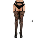 Sexy Solid Striped Elastic High Waist Transparent Stockings Lingerie Garter Fishnet Pantyhose Open Crotch Tights