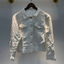 DEAT Fast Delivery New Autumn Fashion Women’s Denim Jacket Full Sleeve Loose Button Pearls Short Lapel Wild Casual 2022 AP446