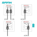 SRAN EU Power socket socket with usb for home,Dual Usb plug 5V 2A PC Panel 86*86mm Usb wall socket Smart LED ON/OFF 16A Outlets