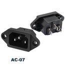 IEC320 C14 Electrical AC Socket 3 pin red LED 250V Rocker Switch 10A fuse female male inlet plug connector 2 pin socket mount