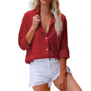 Sexy Fashion Fall Winter Lapel Solid Color Shirts Casual Long Sleeves Loose Cardigan Buttons Long Blouses Elegant Office Shirts
