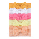 3/4/5/6Pcs/set Cute Bowknot Baby Headband Turban Solid Color Newborn Baby Girls Elastic Hair Bands Soft Nylon Hair Accessories