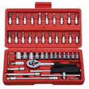 Car Repair Tool 46pcs 1/4-Inch Socket Set Car Repair Tool Ratchet Torque Wrench Combo Tools Kit Auto Repairing Tool Set