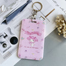 Kawaii Sanrio Keychain Cartoon Cat Sliding Card Holder Student Meal Card Bus Card Holder Lady Id Card Credit Card Holder Lanyard