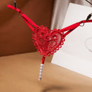 Embroidery Flower Massage Beads G-String Women T Panties Beautiful Sexy Mini Buttocks Low Rise Whore Thong Briefs Lingeries