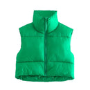 Puffy Vest Women Zip Up Stand Collar Sleeveless Lightweight Padded Cropped Puffer Quilted Vest Winter Warm Coat Jacket 2022 New