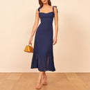 Dresses For Women 2022 Elegant Vintage Floral Dress Frill Sweetheart Neck Sleeveless Strap Tie Ruffle Hem Summer Beach Dress
