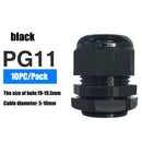 Waterproof Cable Gland 10pcs Cable entry IP68 PG7 for 3-6.5mm PG9 PG11 PG13.5 PG16 PG19/21/ White Black Nylon Plastic Connector