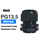 Waterproof Cable Gland 10pcs Cable entry IP68 PG7 for 3-6.5mm PG9 PG11 PG13.5 PG16 PG19/21/ White Black Nylon Plastic Connector