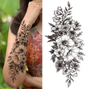 Death Skull Flower Temporary Tattoo For Women Girls Snake Bird Peony Tattoo Sticker Black Fake Blossom Sexy Tatoo Transfer Adult