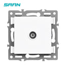 SRAN F6 Series White Crystal Tempered Glass Panel Light switch eu french wall socket usb tv rj45 rj11 Sensor switch Module DIY