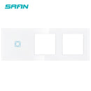 SRAN F6 Series White Crystal Tempered Glass Panel Light switch eu french wall socket usb tv rj45 rj11 Sensor switch Module DIY