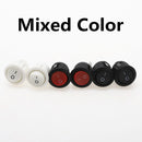 6Pcs 20mm Diameter Round Rocker Switches Black Mini Round Black White Red 2 Pin ON-OFF Rocker Switch KCD1-105