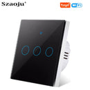 Wifi EU Wall Touch Switch Smart Light Switch 1/2/3 Gang No Neutral Wire Required Tuya Smart Life Home Support Alexa Google Home