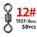 Meredith 50PCS/Lot Fishing Swivels Ball Bearing Swivel with Safety Snap Solid Rings Rolling Swivel for Carp Fishing Accessories