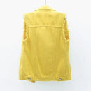 Women Single Breasted Denim Vest Autumn Winter Solid Casual Turn-down Collar Pocket Sleeveless Short Jean Coat Streetwear Female