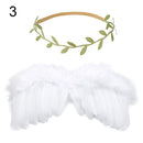2pcs/set Cute Newborn Angel Feather Wings with Baby Girl Rose Flower Headband Hair Accessories for Infant Photography Props