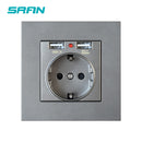 SRAN EU Power socket socket with usb for home,Dual Usb plug 5V 2A PC Panel 86*86mm Usb wall socket Smart LED ON/OFF 16A Outlets