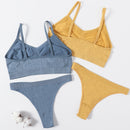 Sexy Women Bra Set Seamless Bra and Pantys Set Sexy Lingerie Set Rib Crop Top Female Brassiere Low Wasit Thong Fitness Underwear