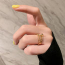 Korea New Fashion Jewelry Exquisite 14K Real Gold Plated AAA Zircon Ring Elegant Women&