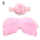 2pcs/set Cute Newborn Angel Feather Wings with Baby Girl Rose Flower Headband Hair Accessories for Infant Photography Props