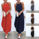 Printed Maxi Dresses VONDA Bohemian Sexy Sleeveless Sundress Women Causal Halter Summer Beach Dress Asymmetric Long Dresses