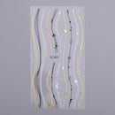 1PC Silver Gold Lines Stripe 3D Nail Sticker Geometric Waved Star Heart Self Adhesive Slider Papers Nail Art Transfer Stickers