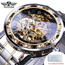 Winner Transparent Fashion Diamond Luminous Gear Movement Royal Design Men Top Brand Luxury Male Mechanical Skeleton Wrist Watch
