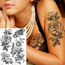 Sexy Black Henna Temporary Tattoos For Women Girls Body Art Decoration Fake Jewelry Chains Waterproof Mandala Flower Tatoos Kit