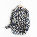 Modelutti Autumn Blouse Women England Style Cozy Fashion Elegant Leaf Printing Loose Silk Loose Blusas Mujer De Moda Shirt Tops