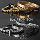 Luxury Roman Royal Crown Charm Bracelet Men Stainless Steel Geometry Pulseiras Men Open Adjustable Bracelets Couple Jewelry Gift