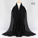 2021 NEW Flocked Bubble Cotton Scarf Hijabs For Muslim Women Soild Color Breathable Islamic Headscarf Arab Head Scarves