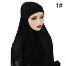 Muslim Chiffon Scarf For Women Fashion Veil Instant Hijab Wrap Headscarf Islam Solid Color Cap Musulman Wrap Scarves 25 Colors