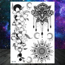 Sexy Black Henna Temporary Tattoos For Women Girls Body Art Decoration Fake Jewelry Chains Waterproof Mandala Flower Tatoos Kit