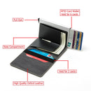 Custom Name Business Bank Credit Card Holder Men Wallet Coin Leather Wallet RFID Aluminium Box CardHolder with Money Clips Purse