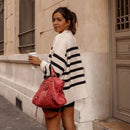 Ladies Autumn Winter Striped Knitted Loose Sweater Women Pullover Tops Long Sleeve O Neck Casual Streetwear Women Sweater Female