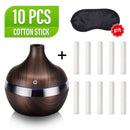 saengQ Electric Air Humidifier Essential Aroma Oil Diffuser Ultrasonic Wood Grain Humidifier USB Mini Mist Maker LED Light