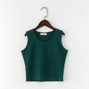 Sexy Women Round Neck Pure Color Crop Tops Patchwork Sleeveless Camisole Tank Tops Fashion Ladies Slim Vest Tee Top T-shirt Hot