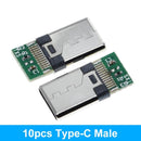 10PCS USB 3.1 Type-C Connector 12 24 Pins Female/Male Socket Receptacle Adapter to Solder Wire & Cable 24 Pins Support PCB Board