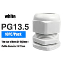 Waterproof Cable Gland 10pcs Cable entry IP68 PG7 for 3-6.5mm PG9 PG11 PG13.5 PG16 PG19/21/ White Black Nylon Plastic Connector
