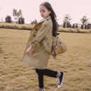 4-13Y Teen Girls Long Trench Coats 2022 New Fashion England Style Windbreaker Jacket For Girls Spring Autumn Children&