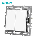 SRAN F6 Series White Crystal Tempered Glass Panel Light switch eu french wall socket usb tv rj45 rj11 Sensor switch Module DIY