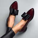 Spring Flats Women Shoes Bowtie Loafers Patent Leather Women&