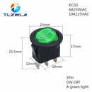 1PCS ON/OFF Round Rocker Switch LED illuminated Car Dashboard Dash Boat Van 12V 24V / 6A 250V / 10A 125V 2/3/4PIN Switch 20MM