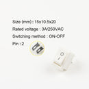10 Pcs/lot KCD11 2 Pin 10x15mm Mini Push Button Switch SPST 3A 250V AC Snap-in On/Off Boat Rocker Switch 1Black Red White Gray