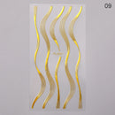 1PC Silver Gold Lines Stripe 3D Nail Sticker Geometric Waved Star Heart Self Adhesive Slider Papers Nail Art Transfer Stickers